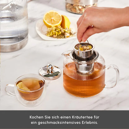 Karaca Kelly XL Cam Çaydanlık – 1000 ml Demlik, 2000 ml Suluk, Borosilikat Cam