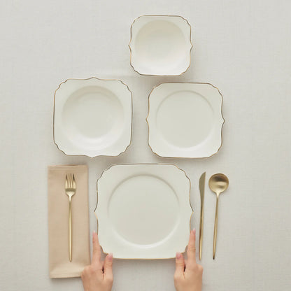 Karaca Stream Bone Vintage 24 Piece Dinner Set for 6 People – Gold