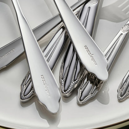 Karaca New Mantilla 84-Piece 12-Person Stainless Steel Cutlery Set – Platinum