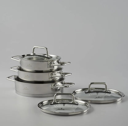 Jumbo Assos 3’lü Çelik Sahan Seti – 6 Parça, İndüksiyon Uyumlu