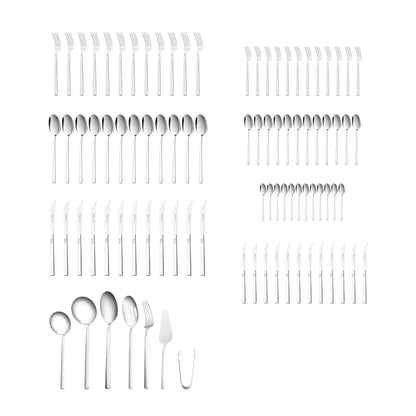 Karaca Nil 91 Stuks 18/10 Roestvrijstalen Vork Lepel Mes Set – Met Serviesset