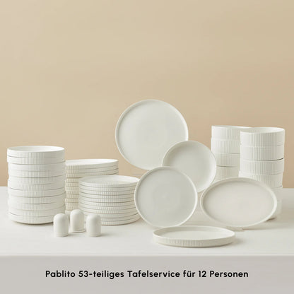 Karaca Forever Bone Pablito 53 Piece Dinner Set for 12 People – White