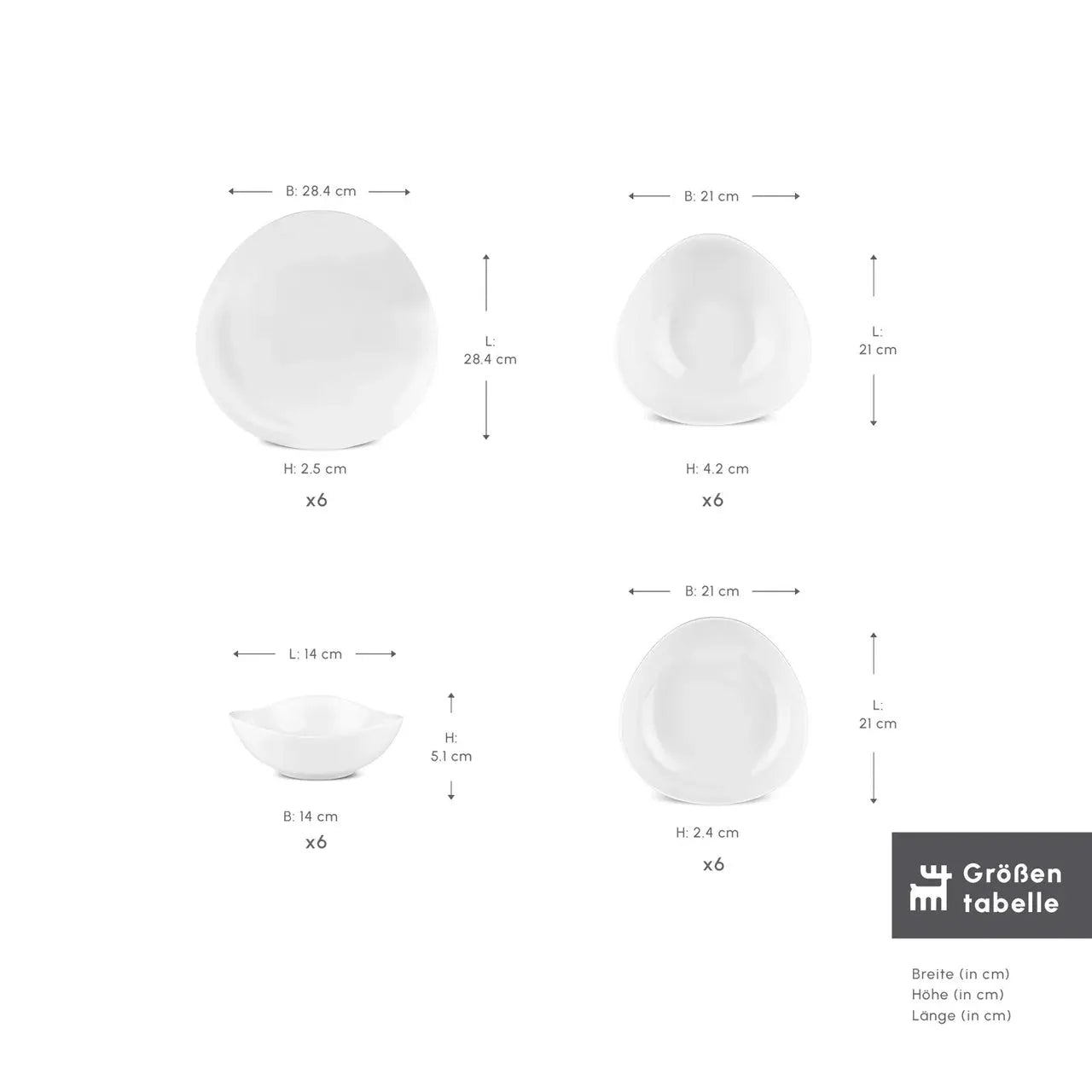 Karaca Streamline Rubicon 24 Piece 6 Person Bone China Dinner Set – White