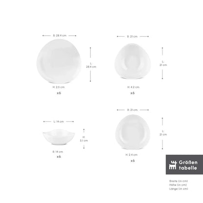 Karaca Streamline Rubicon 24 Piece 6 Person Bone China Dinner Set – White