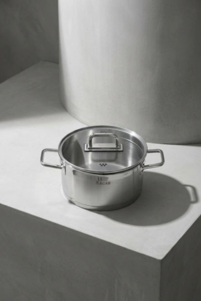 Acar Karat 8-delige Stalen Pannenset – 22 / 24 / 26 / 28 cm Roestvrij Staal, 2 Jaar Garantie