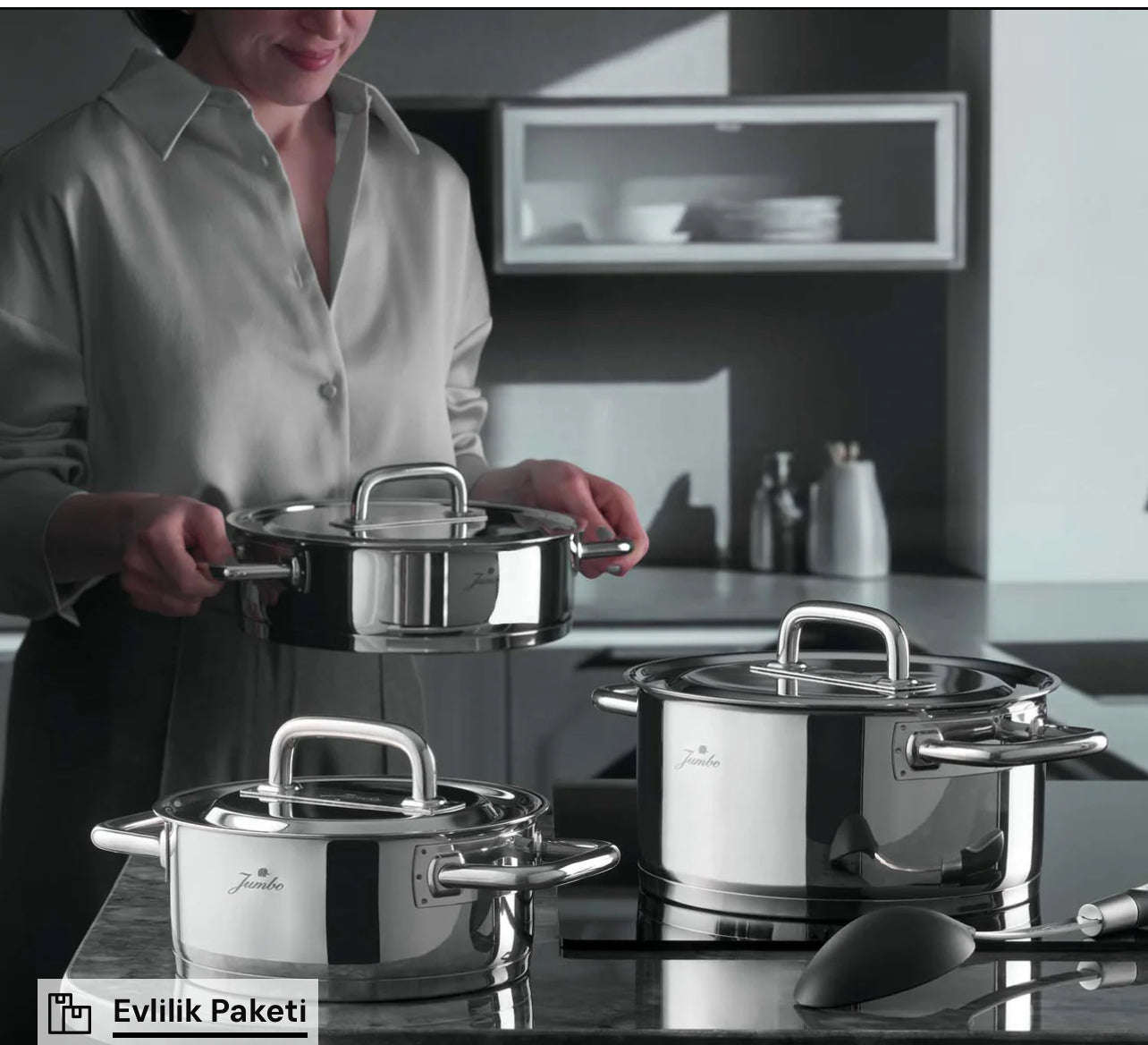 Jumbo Metalix 8 Parça Çelik Tencere Seti – 18/10 Paslanmaz Çelik, İndüksiyon Uyumlu