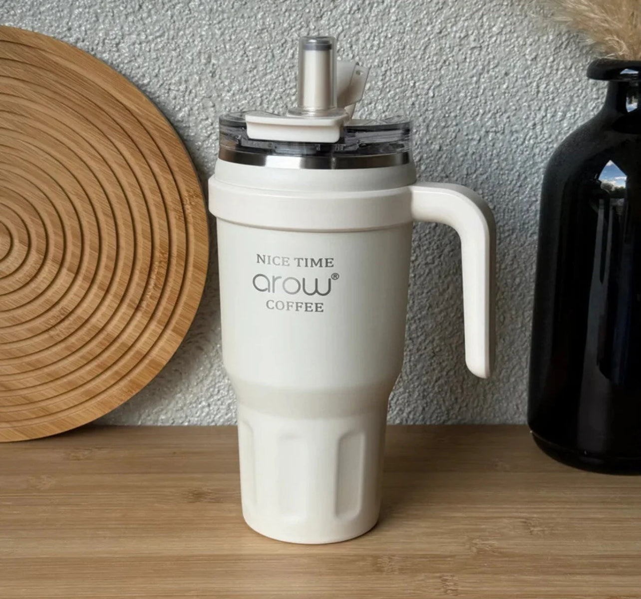 AROW Thermos Cup Flask with Handle and Straw – 1000 ml