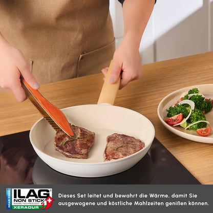 Karaca Swiss Crystal Almond Cream 7 Piece Induction Cookware Set