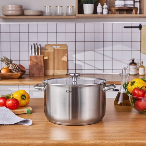 Karaca Elite 28 cm Paslanmaz Çelik Tencere – 9,5 L, İndüksiyon Uyumlu