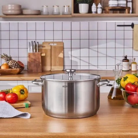 Karaca Elite 28 cm Stainless Steel Pot – 9.5 L, Induction Compatible