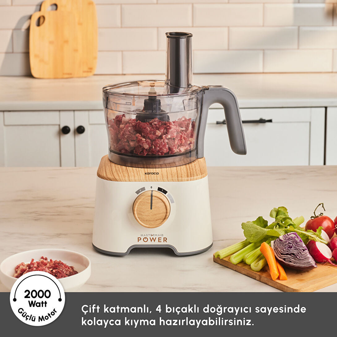 Karaca Mastermaid Power Multifunctional 10 in 1 Mutfak Robotu 2000W Wood