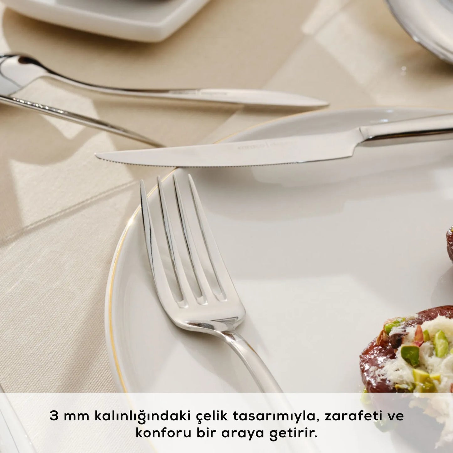 Karaca Elegance Novara 84-delige 12-persoons vork-lepel-mes set – 18/10 roestvrij staal