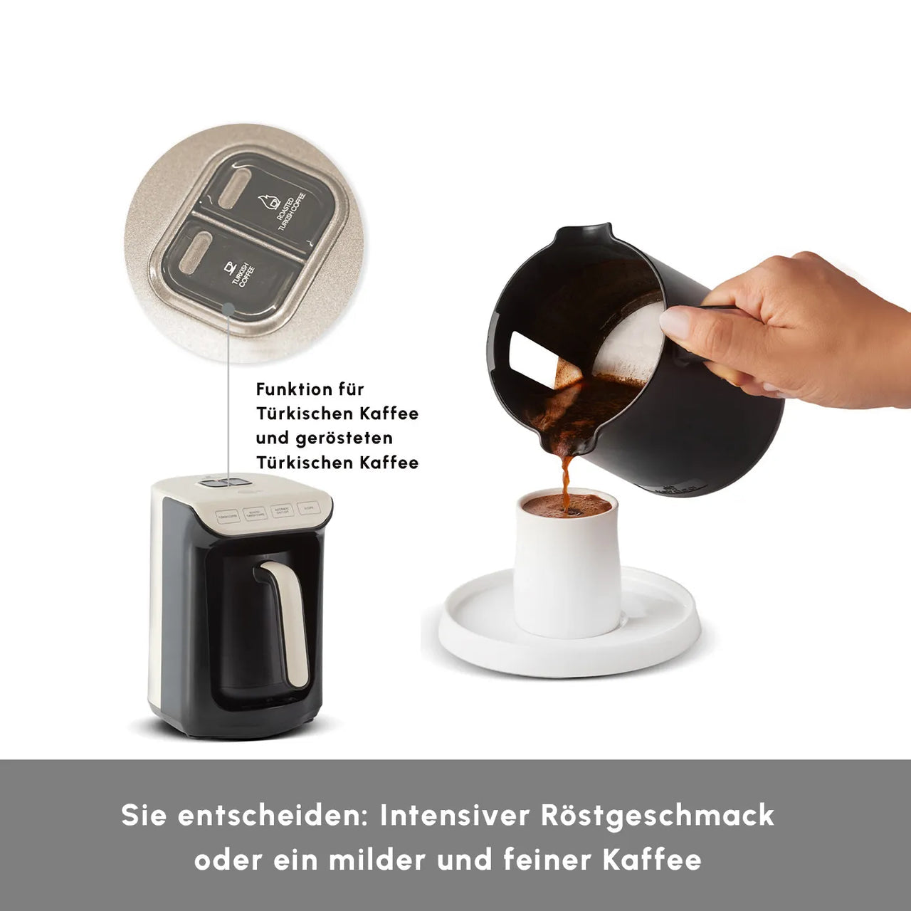 Karaca Hatır Köz Türk Kahve Makinesi Soft Cream – 5 Fincan Kapasiteli, Bol Köpüklü, 535W | 6 Kişilik Fincan Seti ve 100 gr Karaca Hatır Kahvesi Hediyeli