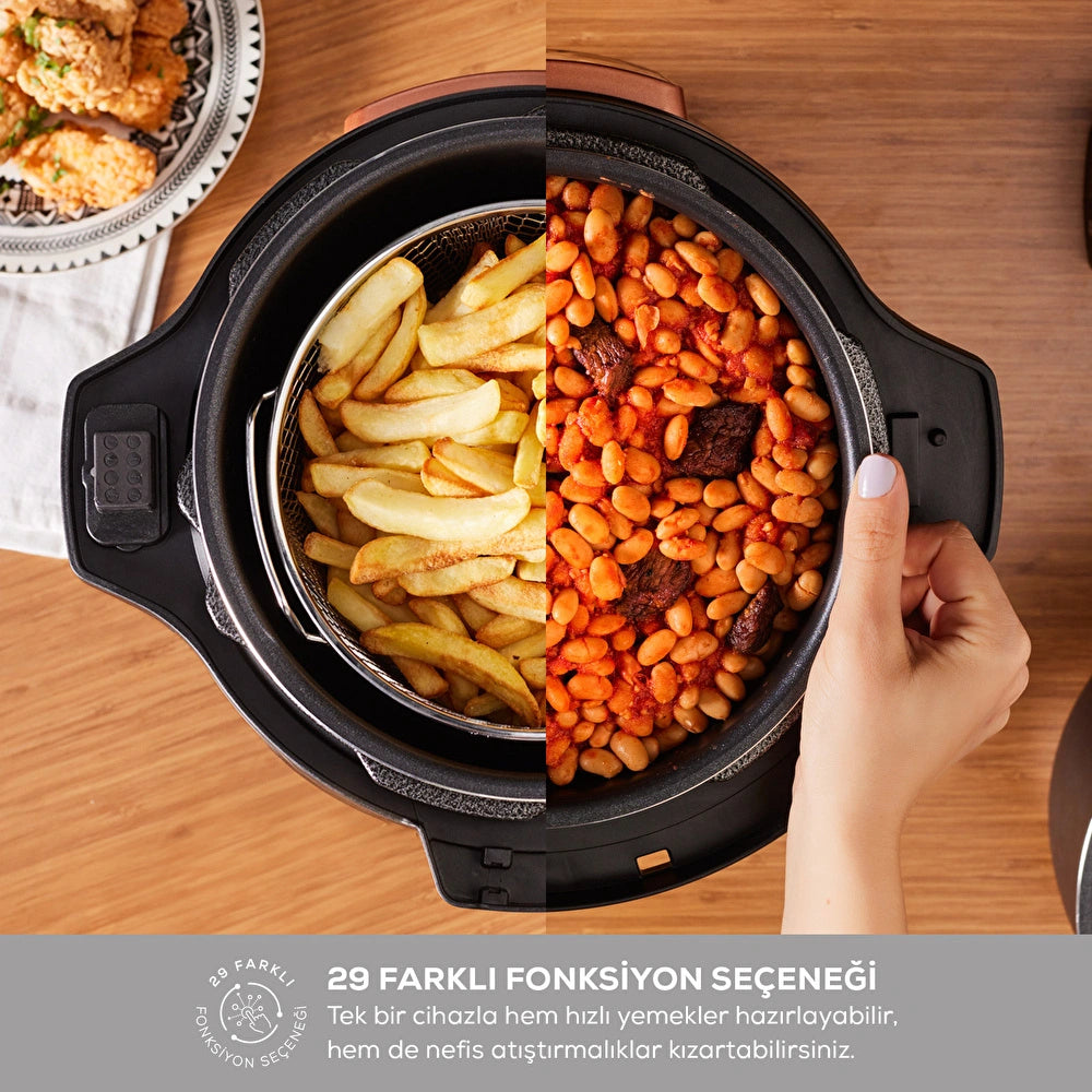 Karaca Cooker 2-in-1 6 L Smart Electric Pressure Cooker & Airfryer – Silver