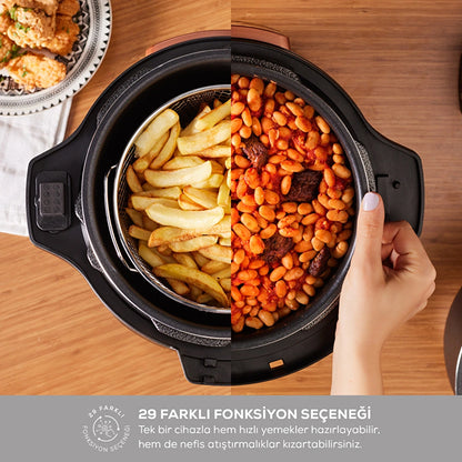 Karaca Cooker 2-in-1 6 L Smart Electric Pressure Cooker & Airfryer – Silver
