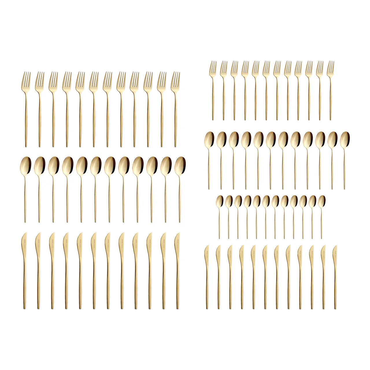 Karaca Camille Gold 12 Person 84 Piece Fork Spoon Knife Set