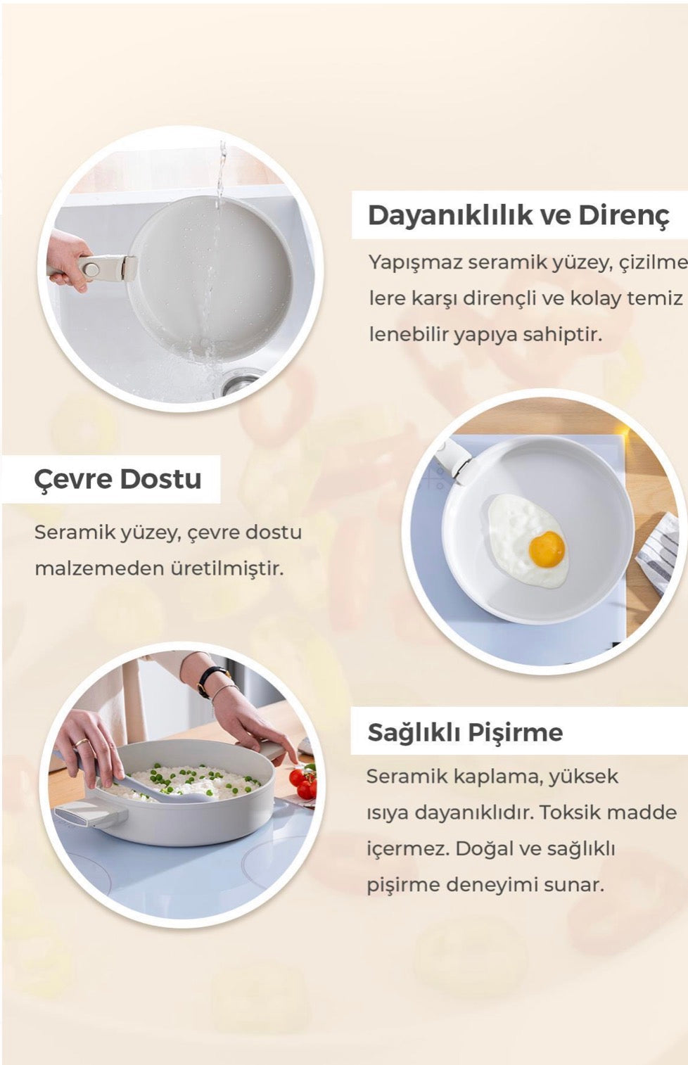 Acar Ultimate Pro Sauspannetje 14 cm Keramische Coating Anti-aanbak Mini Pan Crème