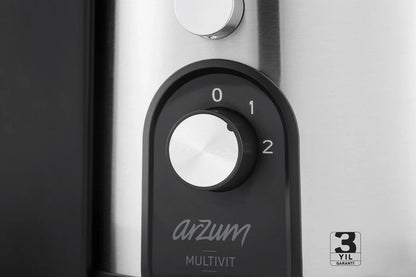 Arzum AR1060 Multivit Katı Meyve Sıkacağı 400W – 3 Kademeli, Paslanmaz Çelik