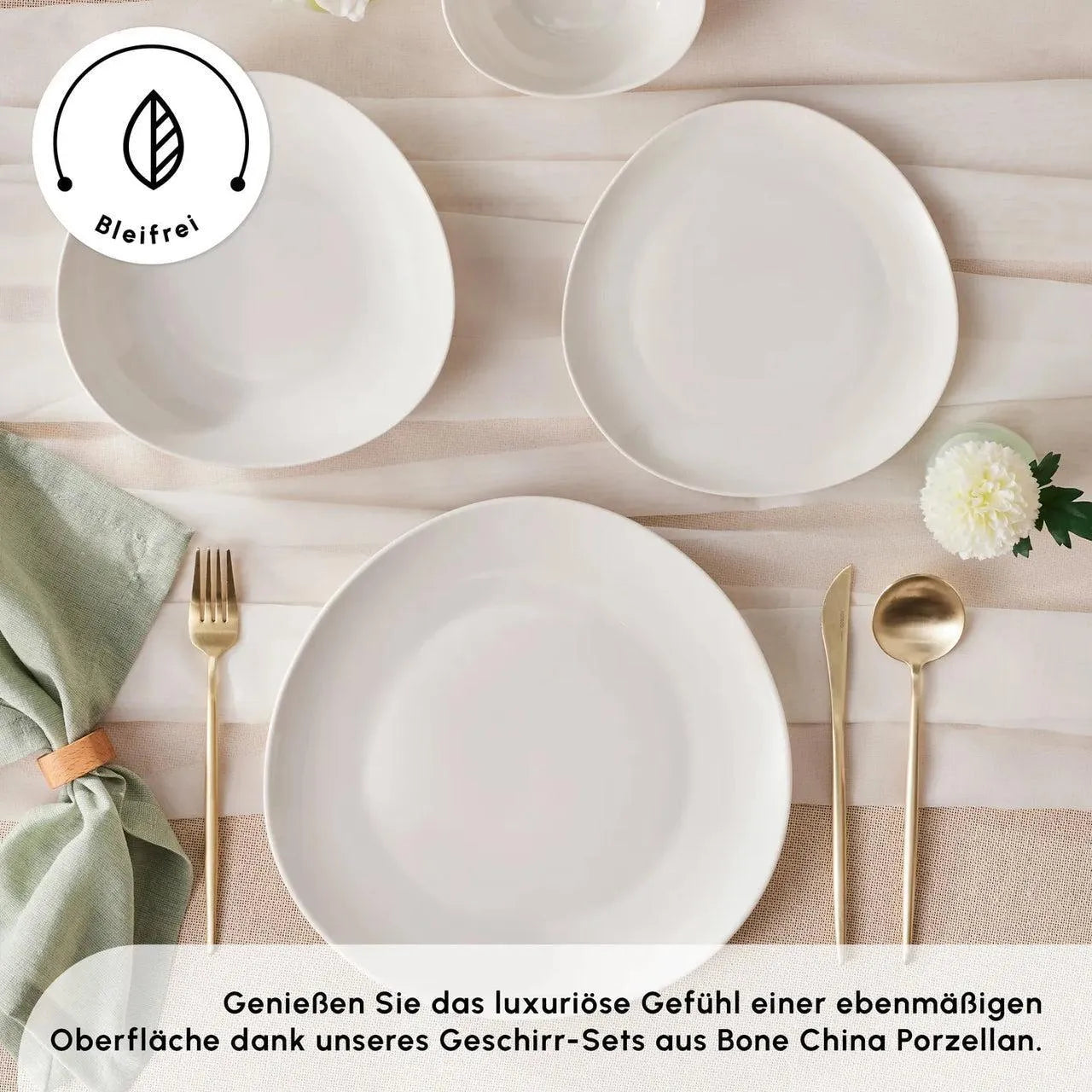 Karaca Streamline Rubicon 24 Piece 6 Person Bone China Dinner Set – White