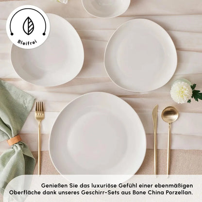 Karaca Streamline Rubicon 24 Piece 6 Person Bone China Dinner Set – White