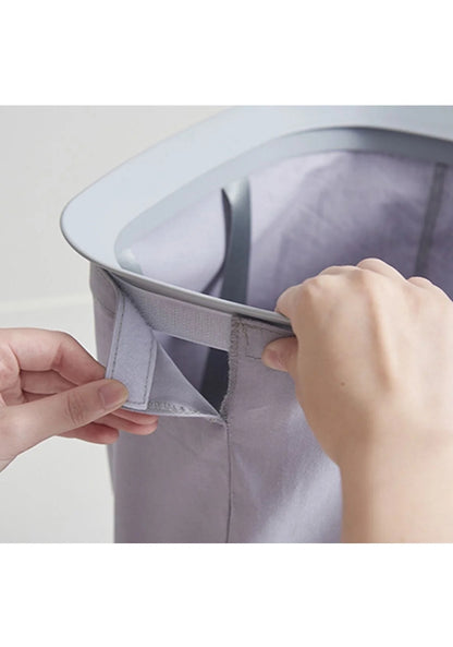 Arow Foldable 2-Compartment Fabric Laundry Basket – 90 Lt | Metal Body, Lid