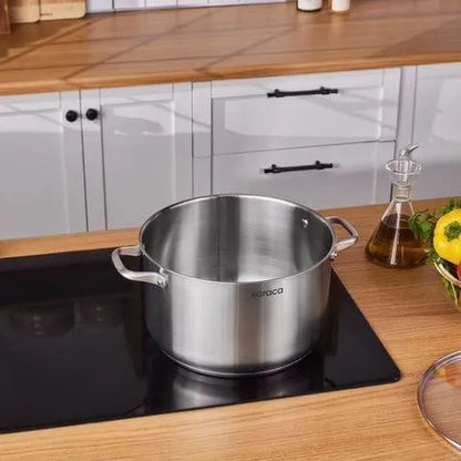 Karaca Elite 28 cm Stainless Steel Pot – 9.5 L, Induction Compatible