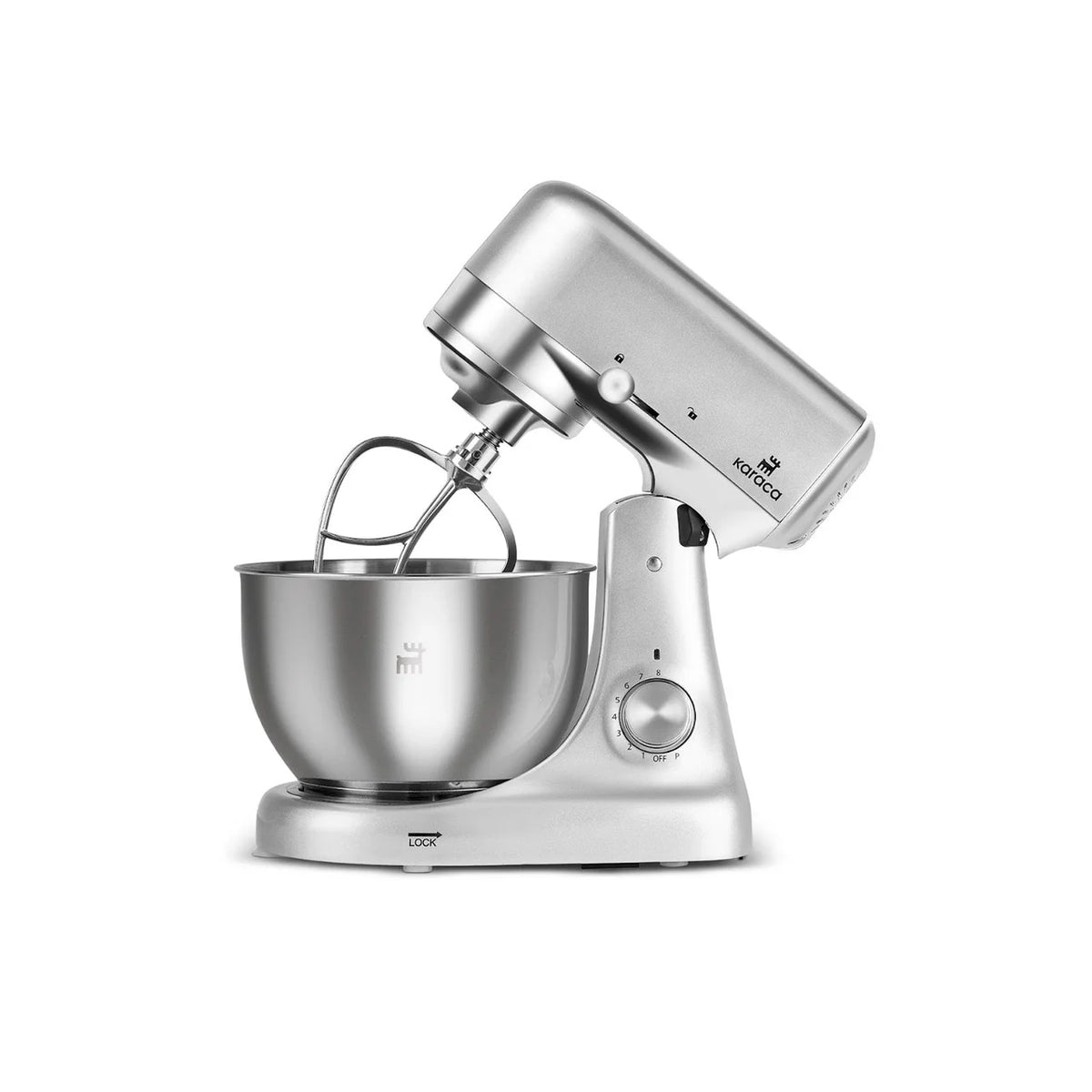 Karaca Ironmax Cast Stand Mixer – 5L Steel Bowl, 8 Stages, 1000W Gray
