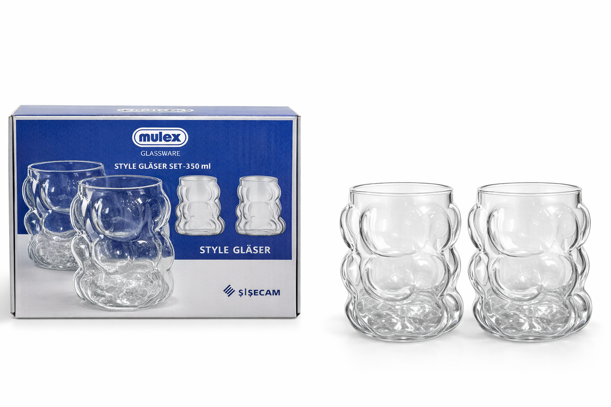 Mulex Style Gläser 2’li Cam Bardak Seti – 350 ml