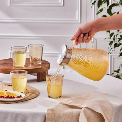 Karaca Luminous Amber 7 Parça Cam Sürahi ve Bardak Seti – 1,8 L Sürahi ve 6 Bardak