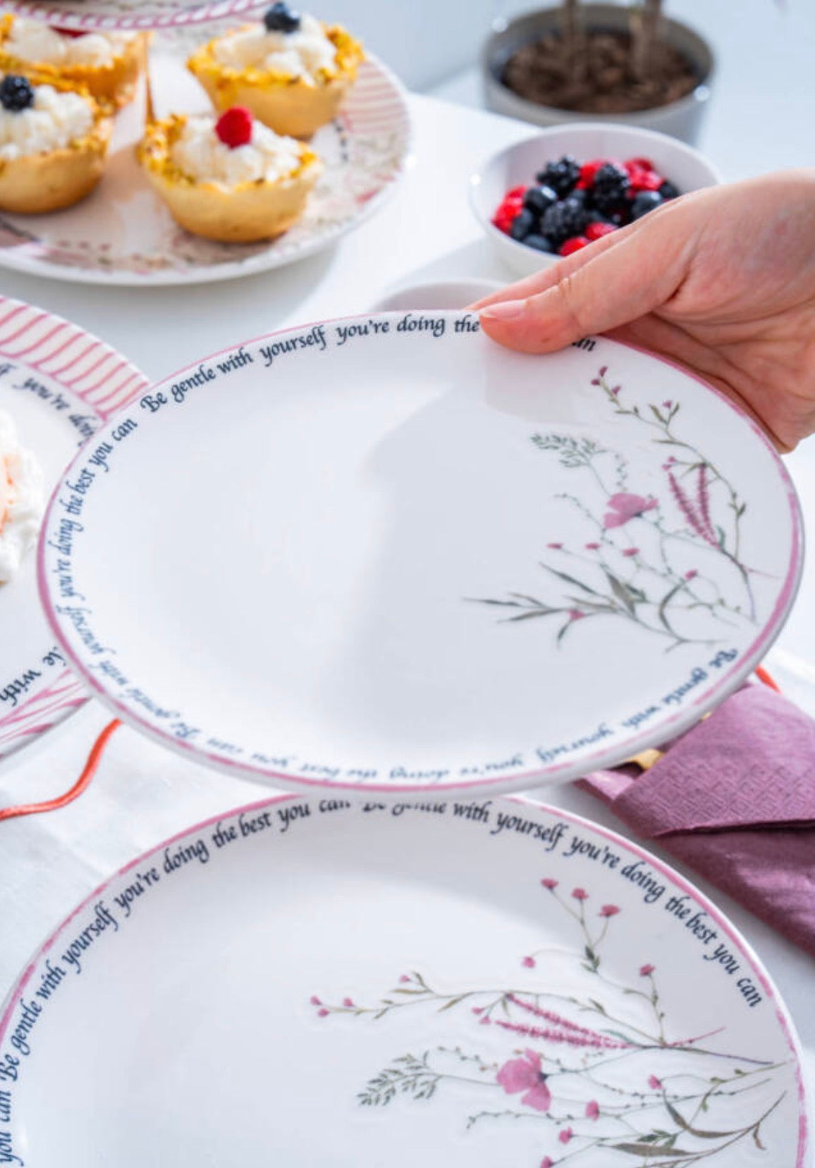 Acar Laila 6-delige Taartbordenset 19,5 cm – Keramische Dessert- en Ontbijtbordenset