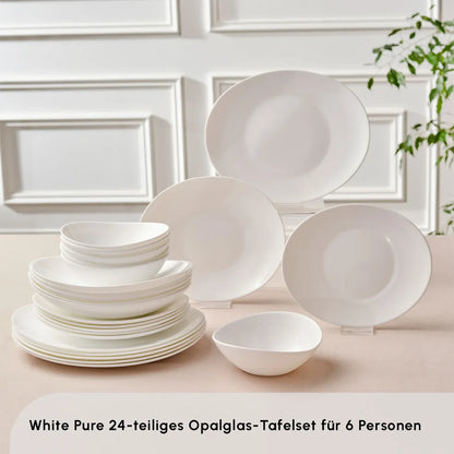 Karaca White Pure Opal Glas 24-delig 6 Personen Serviesset