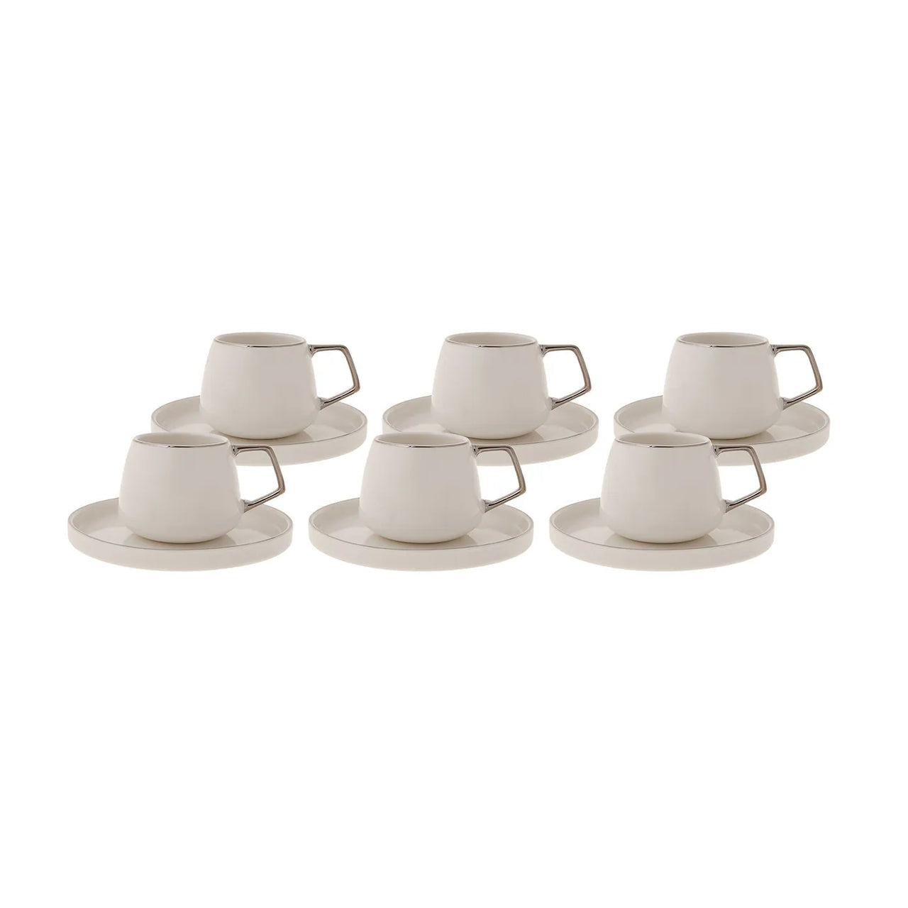 Karaca Streamline Saturn Platinum Coffee Cup Set for 6 People – 12 Pieces