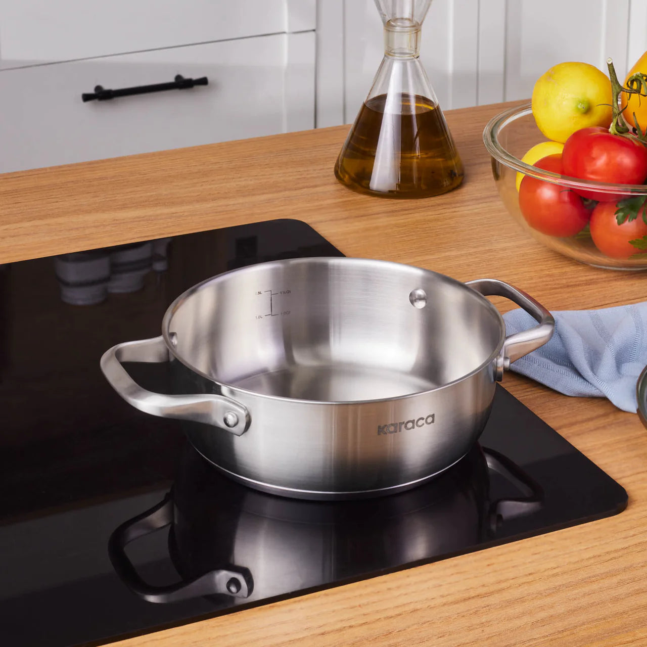 Karaca Elite Paslanmaz Çelik Sığ Tencere 20 cm – İndüksiyon Uyumlu