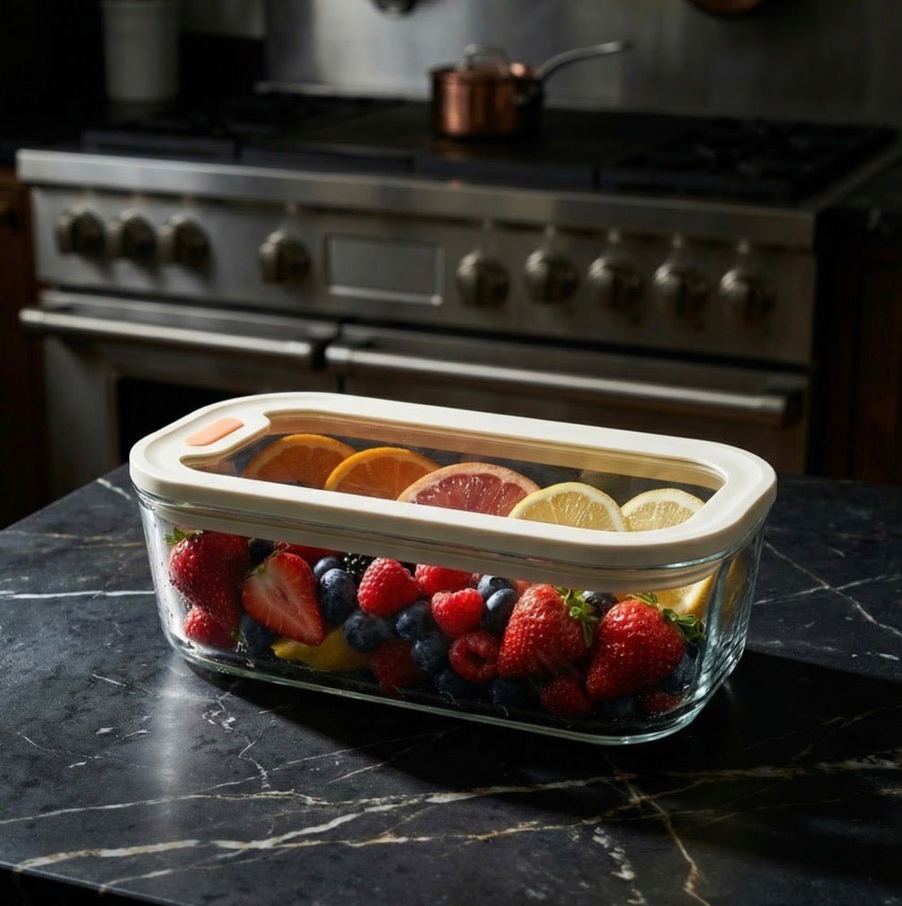 Acar Maxwell Borosilicate Glass Storage Container 560 ml Vacuum Silicone Lid Rectangular