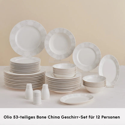Karaca Forever Bone China New Olio 53 Parça 12 Kişilik Yemek Takımı – Beyaz