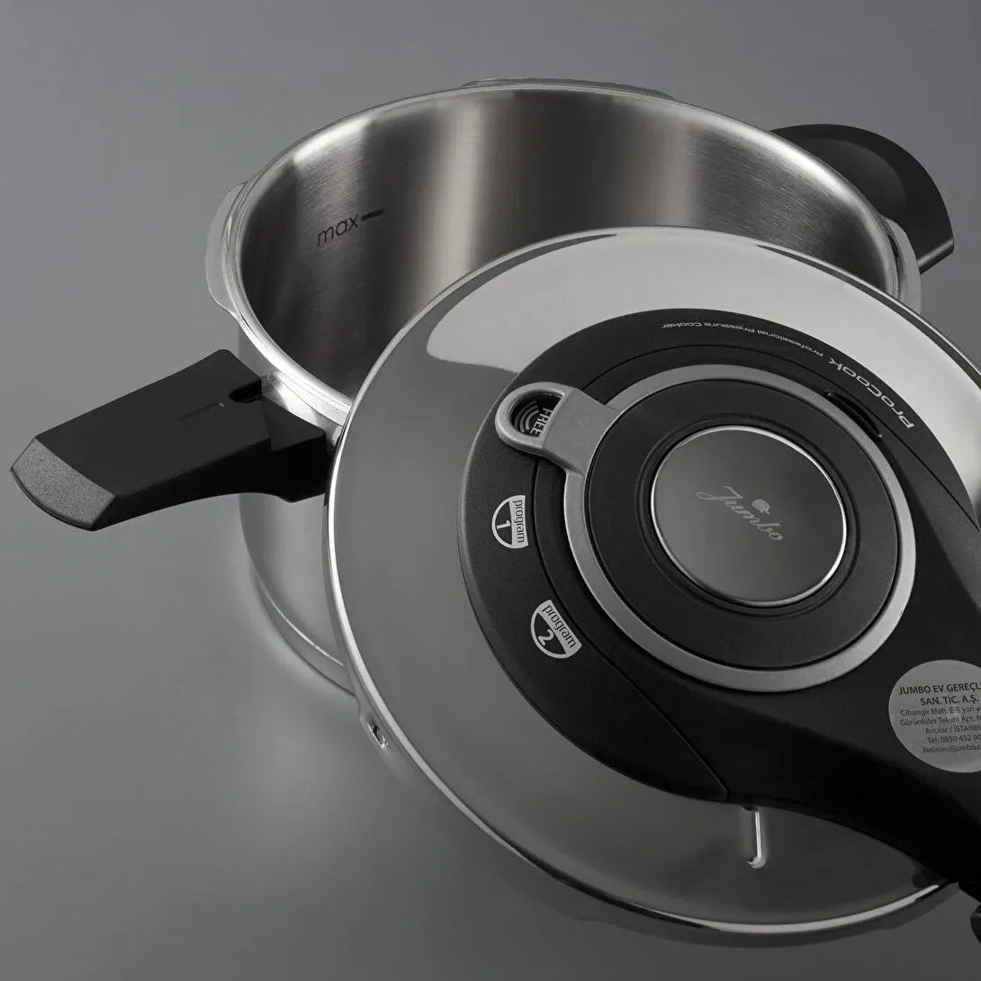 Jumbo Procook 4+6 L İkili Düdüklü Tencere Seti – 4 Parça, 18/10 Paslanmaz Çelik