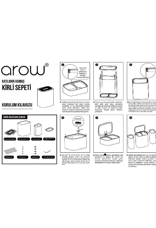 Arow Foldable 2-Compartment Fabric Laundry Basket – 90 Lt | Metal Body, Lid