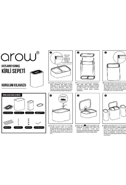 Arow Foldable 2-Compartment Fabric Laundry Basket – 90 Lt | Metal Body, Lid