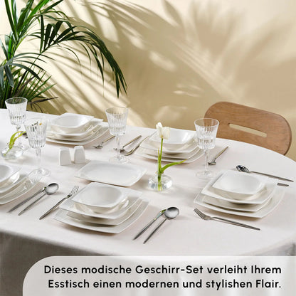 Karaca Square Bone Vesta White 52 Parça 12 Kişilik Yemek Takımı