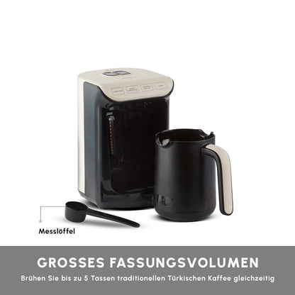 Karaca Hatır Köz Türk Kahve Makinesi Soft Cream – 5 Fincan Kapasiteli, Bol Köpüklü, 535W | 6 Kişilik Fincan Seti ve 100 gr Karaca Hatır Kahvesi Hediyeli