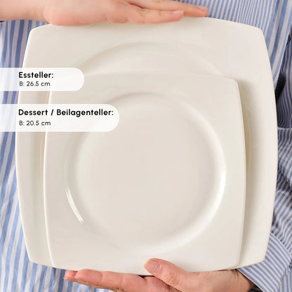 Karaca Square Bone Vesta White 52 Parça 12 Kişilik Yemek Takımı