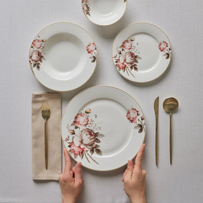 Karaca Bone China Rosie 24 Parça 6 Kişilik Yemek Takımı – Çok Renkli Çiçek Desenli