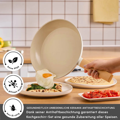 Karaca Swiss Crystal Almond Cream 7 Piece Induction Cookware Set