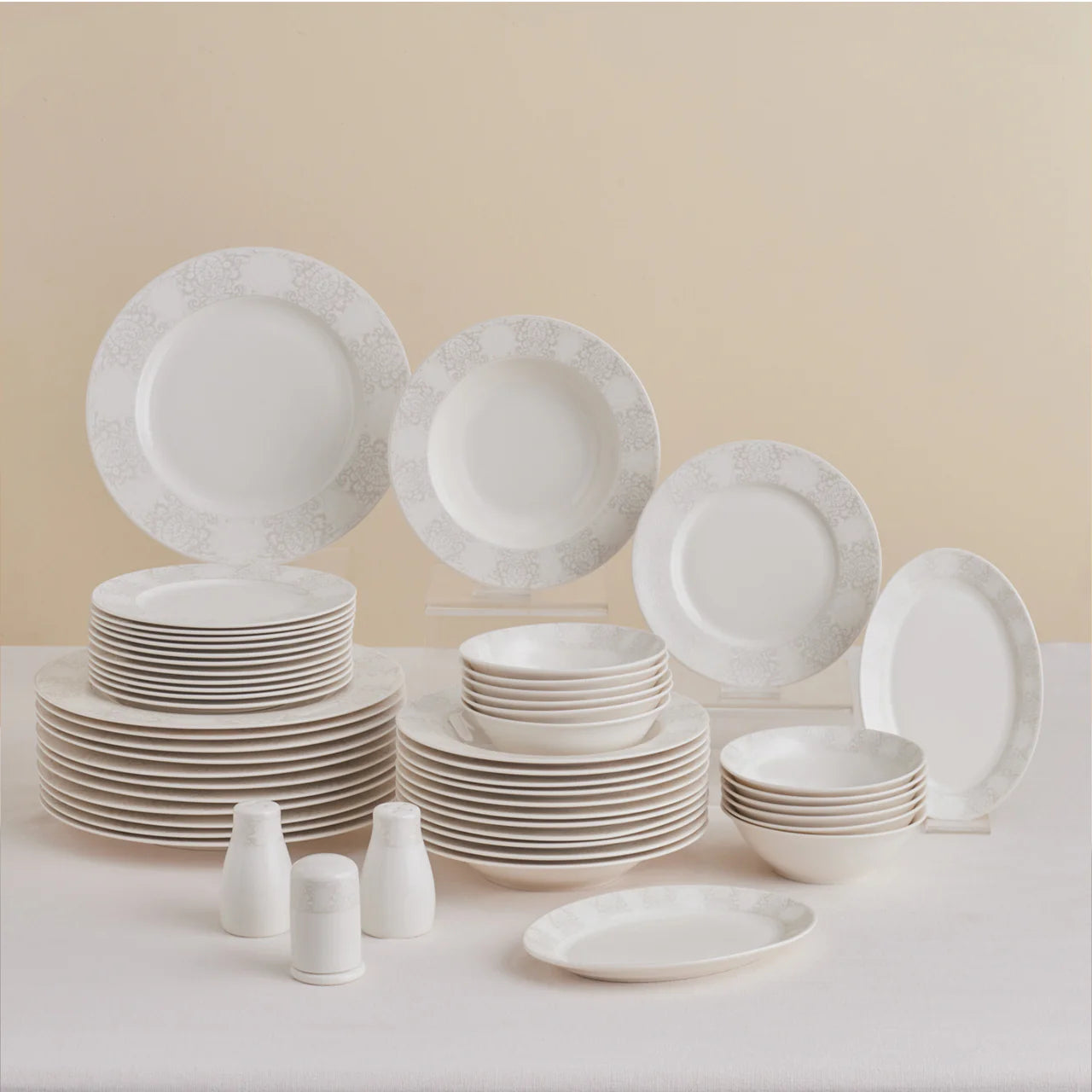 Karaca Forever Bone China New Olio 53 Parça 12 Kişilik Yemek Takımı – Beyaz