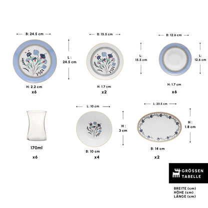 Karaca Blue Clove 26 Parça 6 Kişilik Kahvaltı Takımı