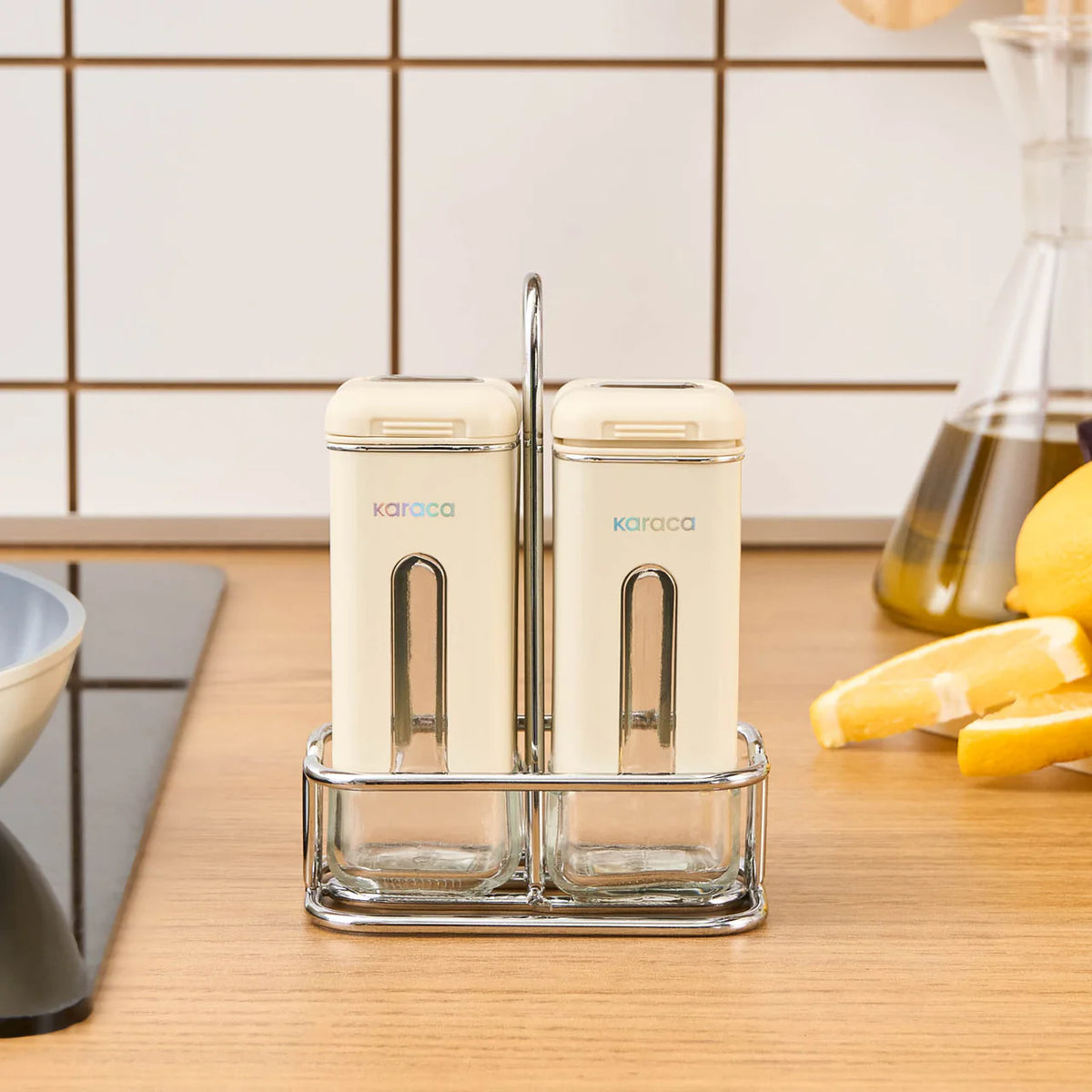 Karaca Luminous 3 Piece Salt and Pepper Shaker Set – Cream