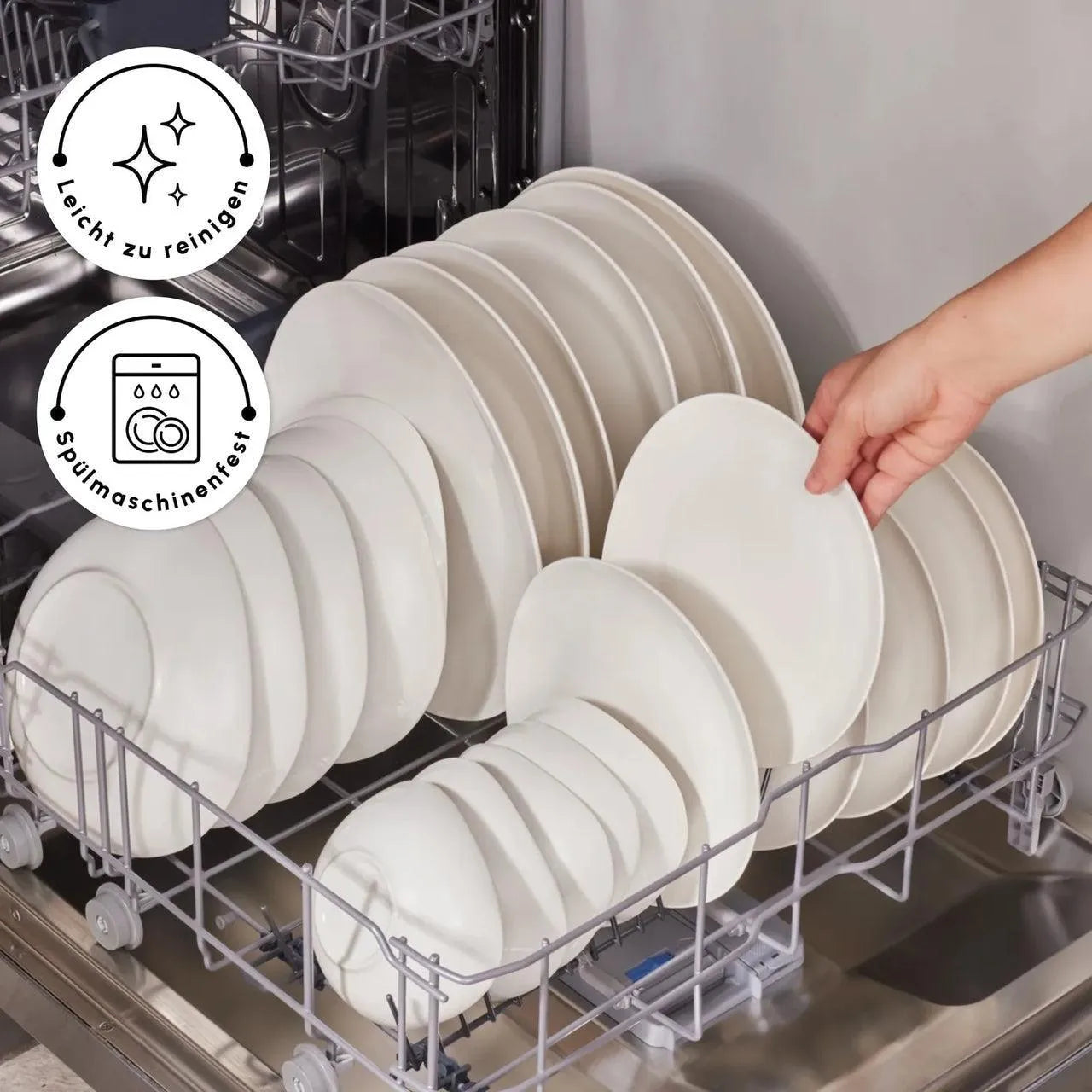 Karaca Streamline Rubicon 24 Piece 6 Person Bone China Dinner Set – White