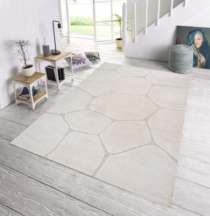Merinos Elio 1984 Crem Halı – Japandi Tarzı, Modern Desen, Yumuşak Dokulu Makine Halısı