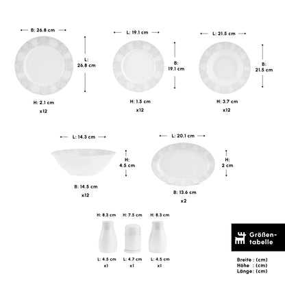 Karaca Forever Bone China New Olio 53 Parça 12 Kişilik Yemek Takımı – Beyaz