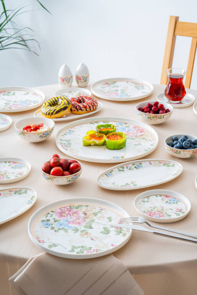 Acar Freya 23-Piece Porcelain Breakfast Set for 6 – Floral Pattern
